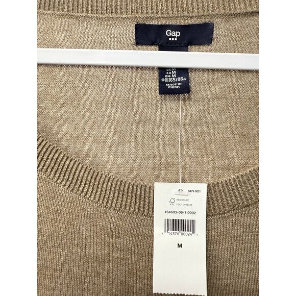 Gap Mens M Cotton Blend Pullover Solid Beige Round Neck Sweater New with Tags - Picture 6 of 6